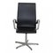 Silla Oxford de cuero negro y estructura de cromo de Arne Jacobsen, Imagen 1