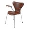 Sedia nr. 3207 in pelle color moka di Arne Jacobsen per Fritz Hansen, Immagine 2