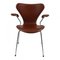 3207 Stuhl aus Mokka-Leder von Arne Jacobsen für Fritz Hansen 1