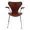 Sedia nr. 3207 in pelle color moka di Arne Jacobsen per Fritz Hansen, Immagine 1