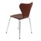 Silla 3107 de cuero moka de Arne Jacobsen para Fritz Hansen, Imagen 4