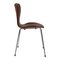 Sedia 3107 in pelle color moka di Arne Jacobsen per Fritz Hansen, Immagine 3