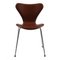 Sedia 3107 in pelle color moka di Arne Jacobsen per Fritz Hansen, Immagine 1