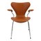 Butaca 3207 de cuero coñac de Arne Jacobsen para Fritz Hansen, Imagen 1