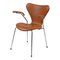3207 Armlehnstuhl aus Cognacfarbenem Leder von Arne Jacobsen für Fritz Hansen 2