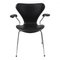 3207 Armlehnstuhl aus schwarzem Leder von Arne Jacobsen für Fritz Hansen 1