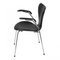 Butaca 3207 de cuero negro de Arne Jacobsen para Fritz Hansen, Imagen 3