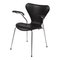 3207 Armlehnstuhl aus schwarzem Leder von Arne Jacobsen für Fritz Hansen 2