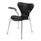 Butaca 3207 de cuero negro de Arne Jacobsen para Fritz Hansen, Imagen 2