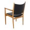 Fauteuil Jh 713 en Cuir Noir et Structure en Chêne par Hans J Wegner 4