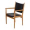 Jh 713 Armchair in Black Leather and Oak Frame by Hans J Wegner 2