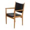Jh 713 Armchair in Black Leather and Oak Frame by Hans J Wegner, Image 2