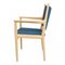 Poltrona PP-513 in quercia e tessuto Hallingdal blu di Hans J. Wegner per PP Møbler, inizio XXI secolo, Immagine 4