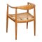 Poltrona in quercia con seduta intrecciata di Hans J. Wegner, anni '70, Immagine 5