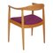 Armchair in Oak with Seat in Purple Fabric by Hans J. Wegner, 1970s 4