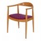 Armchair in Oak with Seat in Purple Fabric by Hans J. Wegner, 1970s, Image 2