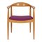 Armchair in Oak with Seat in Purple Fabric by Hans J. Wegner, 1970s 1