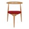 Silla Heart de madera de haya y tela roja de Hans J. Wegner para Fritz Hansen, Imagen 1