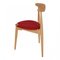 Silla Heart de madera de haya y tela roja de Hans J. Wegner para Fritz Hansen, Imagen 3