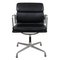 Chaise Softpad Ea-208 en Cuir Noir et Accoudoirs Mats par Charles Eames pour Vitra, 1990s 1