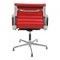 Roter EA-108 Stuhl aus Leder mit Kipp- und Drehfunktion von Charles Eames für Vitra, 1990er 3