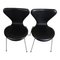 Black Leather Seven Chairs by Arne Jacobsen for Fritz Hansen, 2000s, Set of 6 4