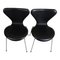 Black Leather Seven Chairs by Arne Jacobsen for Fritz Hansen, 2000s, Set of 6, Image 4