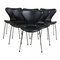 Black Leather Seven Chairs by Arne Jacobsen for Fritz Hansen, 2000s, Set of 6 1