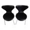 Black Leather Seven Chairs by Arne Jacobsen for Fritz Hansen, 2000s, Set of 6 2