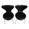 Chaises Seven en Cuir Noir par Arne Jacobsen pour Fritz Hansen, 2000s, Set de 6 2