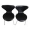 Black Leather Seven Chairs by Arne Jacobsen for Fritz Hansen, 2000s, Set of 6, Image 3