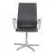 Black Leather Medium High Back Oxford Chair by Arne Jacobsen, 2000s 1