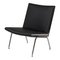 Sedia da aeroporto Ch401 in pelle nera di Hans J. Wegner per Carl Hansen & Søn, Immagine 1