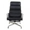 EA-222 Softpad Chair in Black Leather and Chrome by Charles Eames for Vitra, Image 1