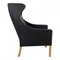 Wingchair in Original Black Leather by Børge Mogensen for Fredericia, 1990s, Image 2