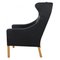 Wingchair in Original Black Leather by Børge Mogensen for Fredericia, 1990s, Image 4
