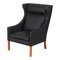 Wing Chair Armchair in Black Bison Leather by Børge Mogensen for Fredericia, 1960s 1