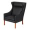 Wing Chair Armchair in Black Bison Leather by Børge Mogensen for Fredericia, 1960s, Image 1