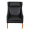 Fauteuil Wing en Cuir de Bison Noir par Børge Mogensen pour Fredericia, 1960s 2