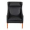 Wing Chair Armchair in Black Bison Leather by Børge Mogensen for Fredericia, 1960s, Image 2