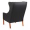 Butaca Wing Chair de cuero bisonte negro de Børge Mogensen para Fredericia, años 60, Imagen 4