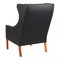 Wing Chair Armchair in Black Bison Leather by Børge Mogensen for Fredericia, 1960s, Image 4