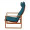 Sled Chair mit Gestell aus Mahagoni und türkisfarbenen Kissen von Børge Mogensen für Fredericia 2