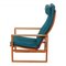 Sled Chair with Mahogany Frame and Patinated Turquoise Cushions by Børge Mogensen for Fredericia, Image 2