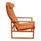 Sled Chair mit Gestell aus Mahagoni & orangenfarbenen Kissen von Børge Mogensen für Fredericia 2