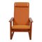 Sled Chair mit Gestell aus Mahagoni & orangenfarbenen Kissen von Børge Mogensen für Fredericia 1