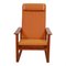 Sled Chair with Mahogany Frame and Orange Cushions by Børge Mogensen for Fredericia 1