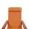 Sled Chair mit Gestell aus Mahagoni & orangenfarbenen Kissen von Børge Mogensen für Fredericia 4