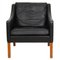 BM 2207 Armchair in Black Leather by Børge Mogensen for Fredericia, 1980s 1