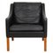 BM 2207 Armchair in Black Leather by Børge Mogensen for Fredericia, 1980s, Image 1